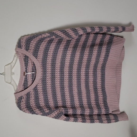 Free People Sweaters - Free people pink agray chunky knit sweater, scoop neck, oversized womens size XS